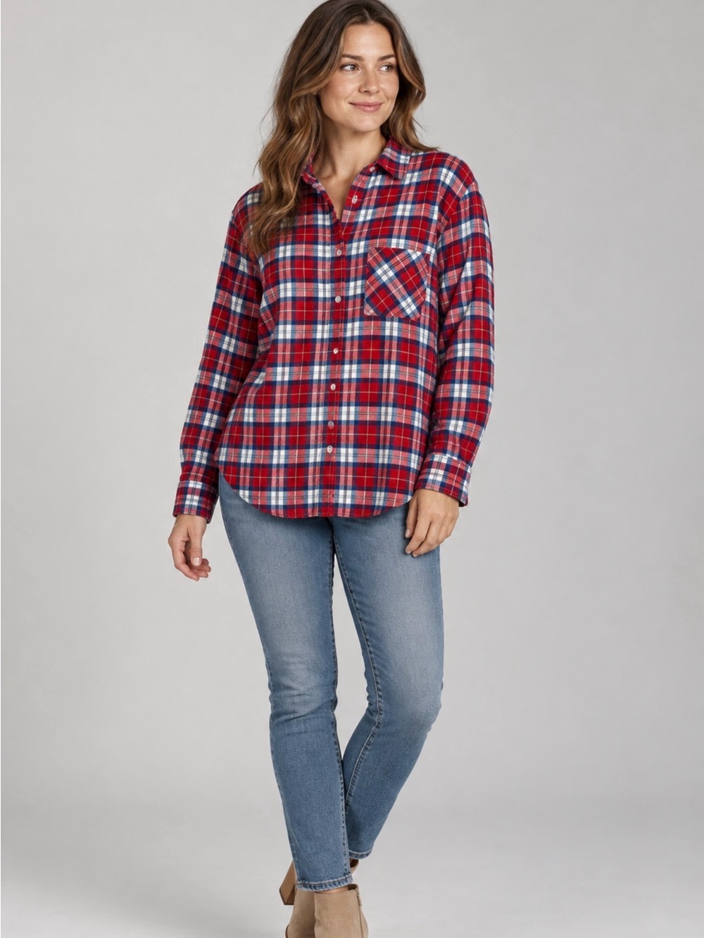 Red Plaid Button-Front Shirt - Bluenotes